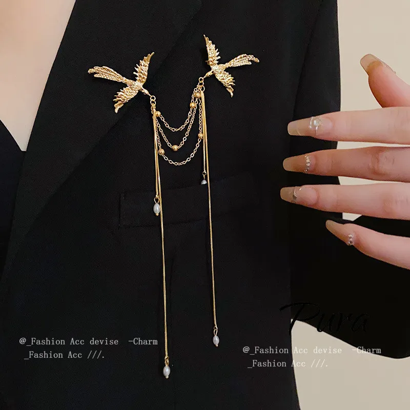 Pura bros rumbai mutiara phoenix gaya cina baru ceruk pin jas kreatif temperamen ornamen dada kelas atas K607