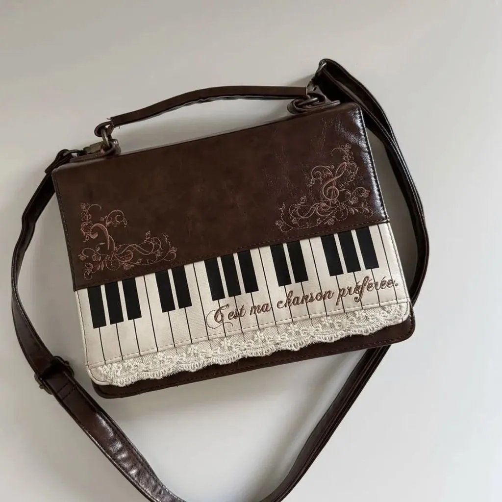 Large Capacity Piano Note Sheet Music School Shoulder Tote Bag
