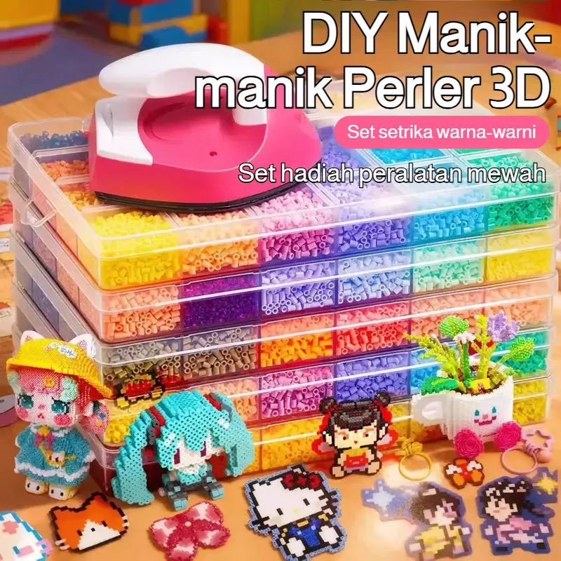 COD[3D DIY Craft] Fusion Beads Kit/ Manik Manik Untuk Setrika / Perlengkapan Kerajinan Tangan / Alat Perler Lengkap / Hadiah Kreatif Anak/ Mainan Edukatif