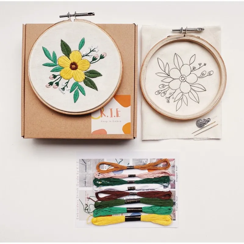EMBROIDERY KIT PACKAGE FLOWER/ Paket sulam untuk pemula / paket sulam tangan / menyulam kit / decor
