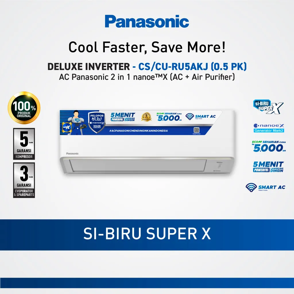 Panasonic CS/CU-RU5AKJ AC Deluxe Inverter Nanoe-X Mark 2 [0.5 PK]