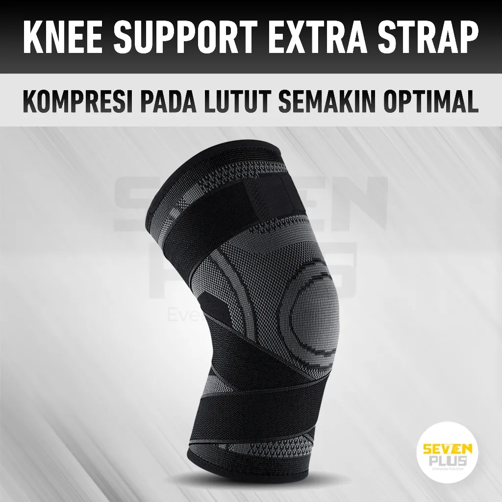 SevenPlus Knee Compression Extra Strap / Deker Pelindung Lutut Olaraga Sport Anti Slip Knee pad Basket Badminton Knee brace Knee support deker lutut basket futsal Premium Berkualitas bergaransi Knee protector fitness gym dekker lutut