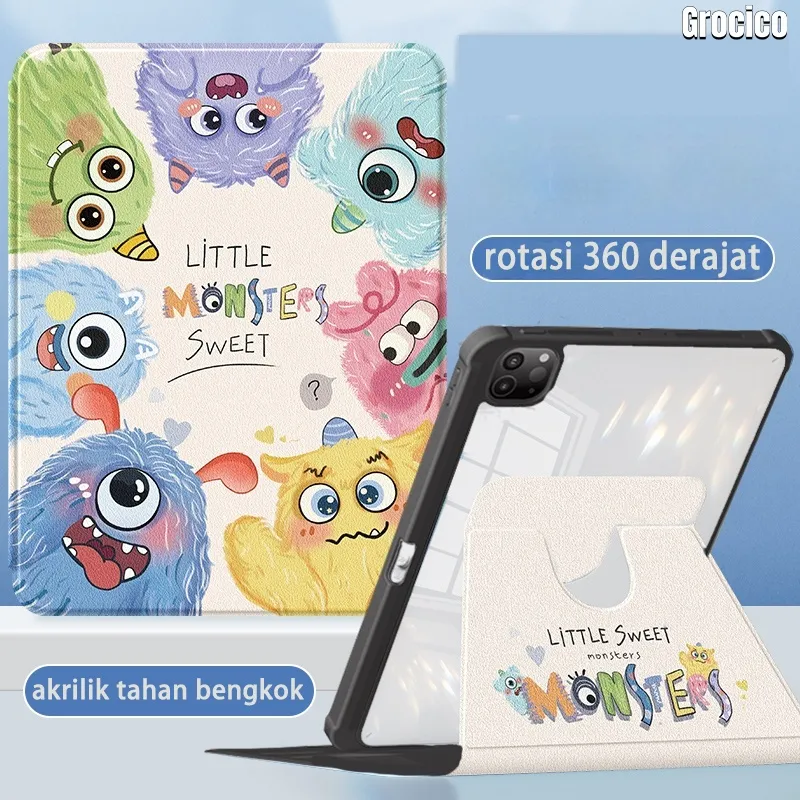 case For Samsung Galaxy Tab A9+ 11"S10 lite 10.9" Transparan Akrilik Anti Bengkok + Anti Jatuh -360° Rotasi Dengan slot pena-S10 11"S9 FE 10.9"S7/S8 11"S9 FE+ 12.4"-Bumper casing-Ready Stock Shop