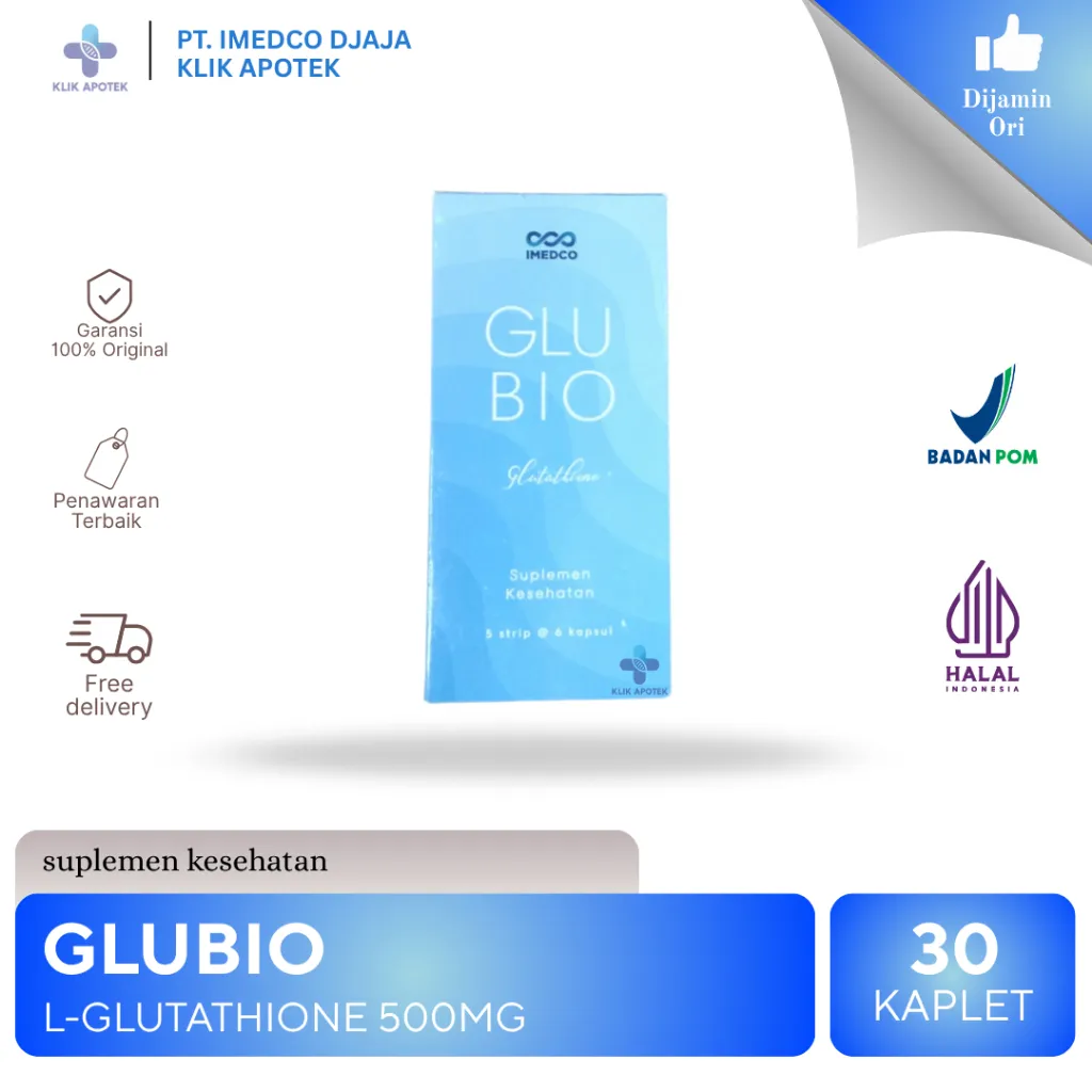 Glubio Glutathione 500mg 30tablet/box | Suplemen Pencerah kulit aman bumil/busui