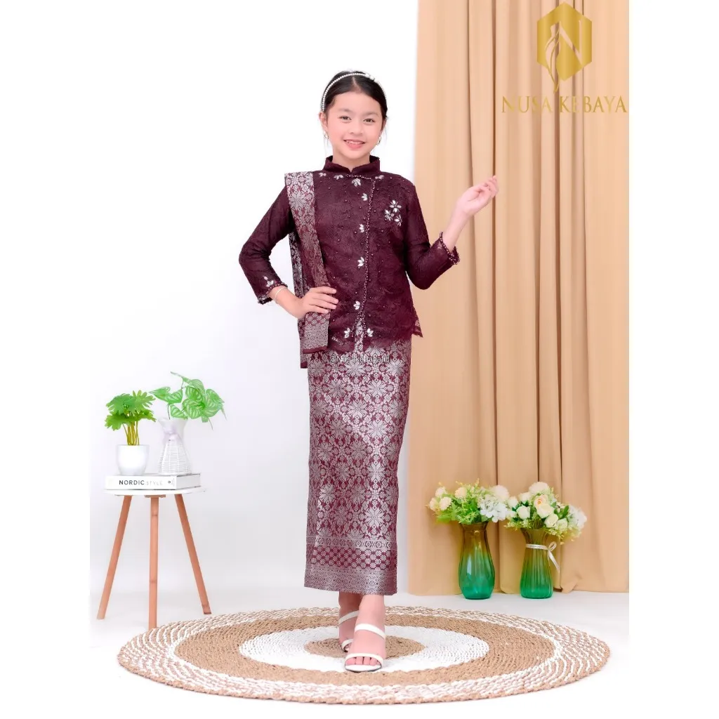 Nusa Kebaya Setelan Kebaya Anak Gandari Model Kebaya Janggan Anak Kebaya Budak Raya Umur 1-12 Tahun