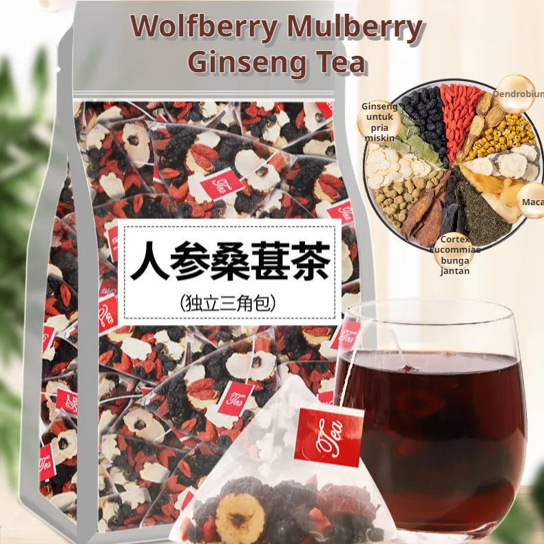 ✨Beli 2 gratis 1 Vitalitas yang Melonjak 5g*30 bungkus Teh Ginseng, Mulberry, dan Wolfberry/Teh Ginseng Murbei Kantong Teh Murbei Kering Wolfberry Tanggal Merah Teh Camellia Sehat/Health Tea Bags Ginseng Wolfberry Mulberry Dried Red Date