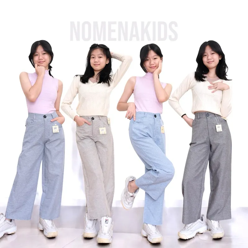 Celana Panjang Anak Perempuan Bahan Twill Katun Model Kulot Remaja Tanggung Fahion Nomenakids 4452