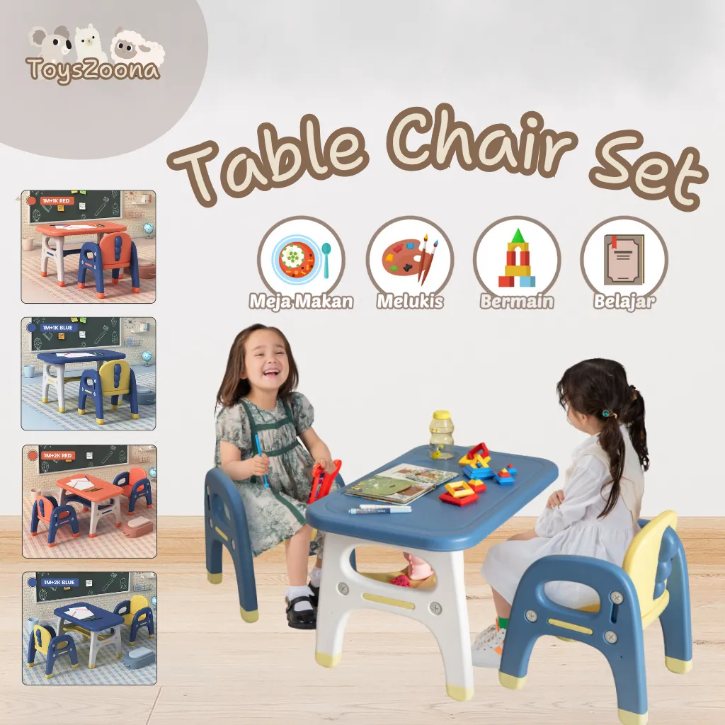 ToysZoona Meja Kursi Anak Set Table Chair Set for Kids Meja Belajar Anak Meja Serbaguna Meja Makan