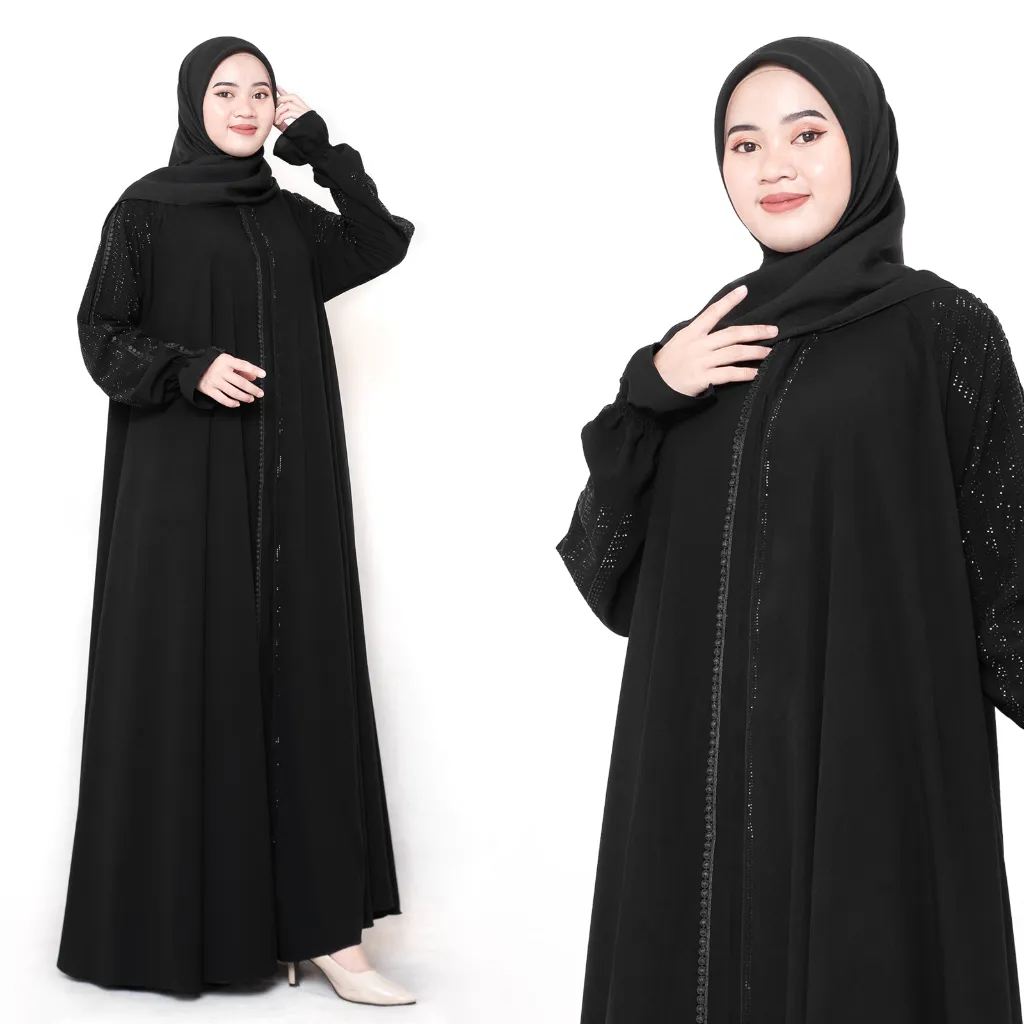 Comera - Abaya Hitam Jetblack Ori Klok Mayung LD Lebar Zipper Aktif Gamis Syari Umroh Kajian Lebaran