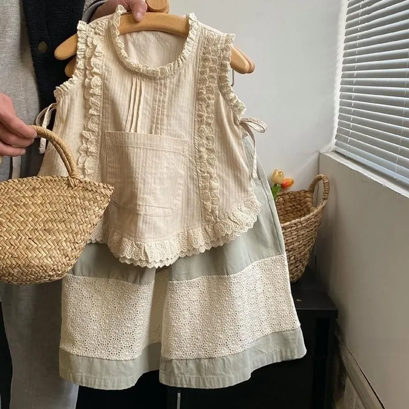 Joyfultots Setelan Anak Perempuan Gaya Korea Kemeja Lengan Pendek Baru Jeans Setelan Dua Potong