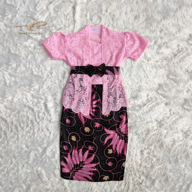 Setelan Kebaya Kutubaru Bayi & Anak Perempuan Lengan Pendek TANPA LAPISAN FURING + Rok Batik Panjang | Size XS–XXXL