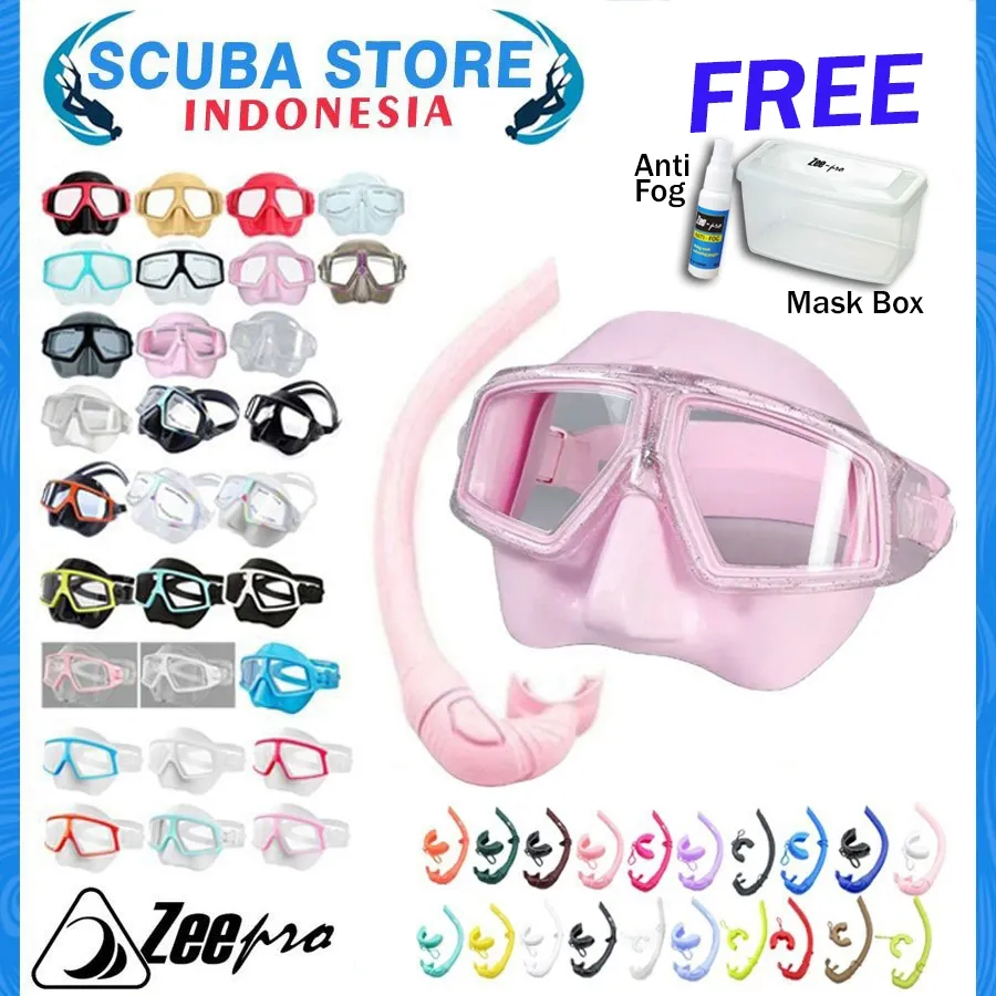 Paket Combo Set Mask Zeepro Sphero Snorkel Lipat Nautilus Flexible Masker Low Volume Apnea Freedive Freediving