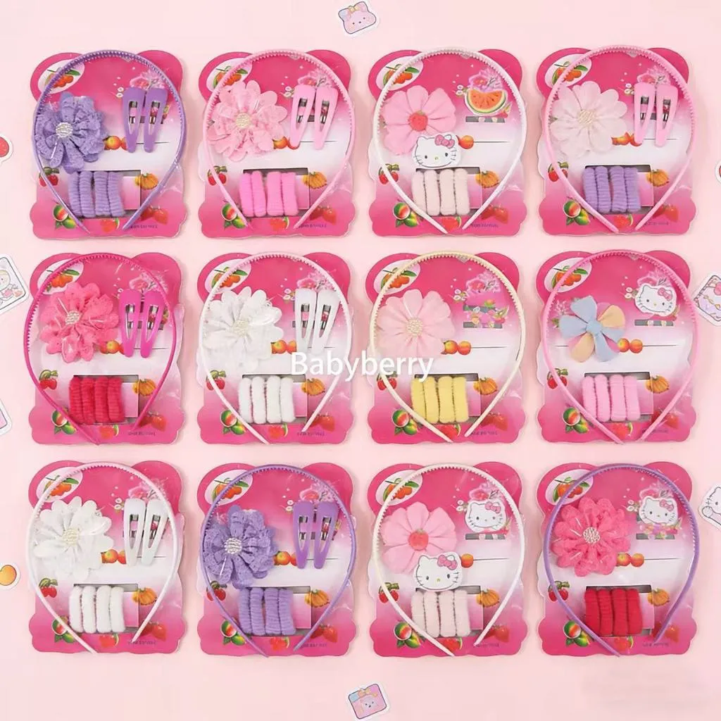 Babyberry -  1 lusin Premium Banyak Motif Set hadiah aksesori rambut berisi 3 jenis aksesori rambut