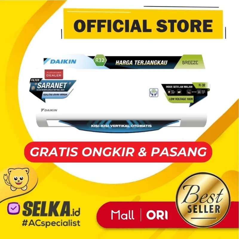 AC DAIKIN FTP15AV149 + PASANG / FTP 15 AC SPLIT 1/2 PK BREEZE STANDARD