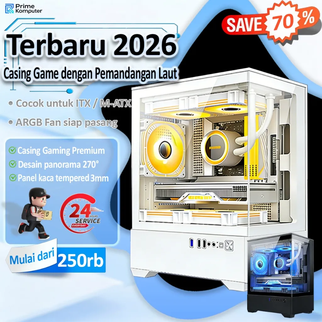 Prime Casing PC Gaming mini itx Case Pc Komputer micro m Atx Cube Gaming N100 with Tempered Glass Case matx CPU Free kios komputer pc cassing Garansi 1 Tahun.