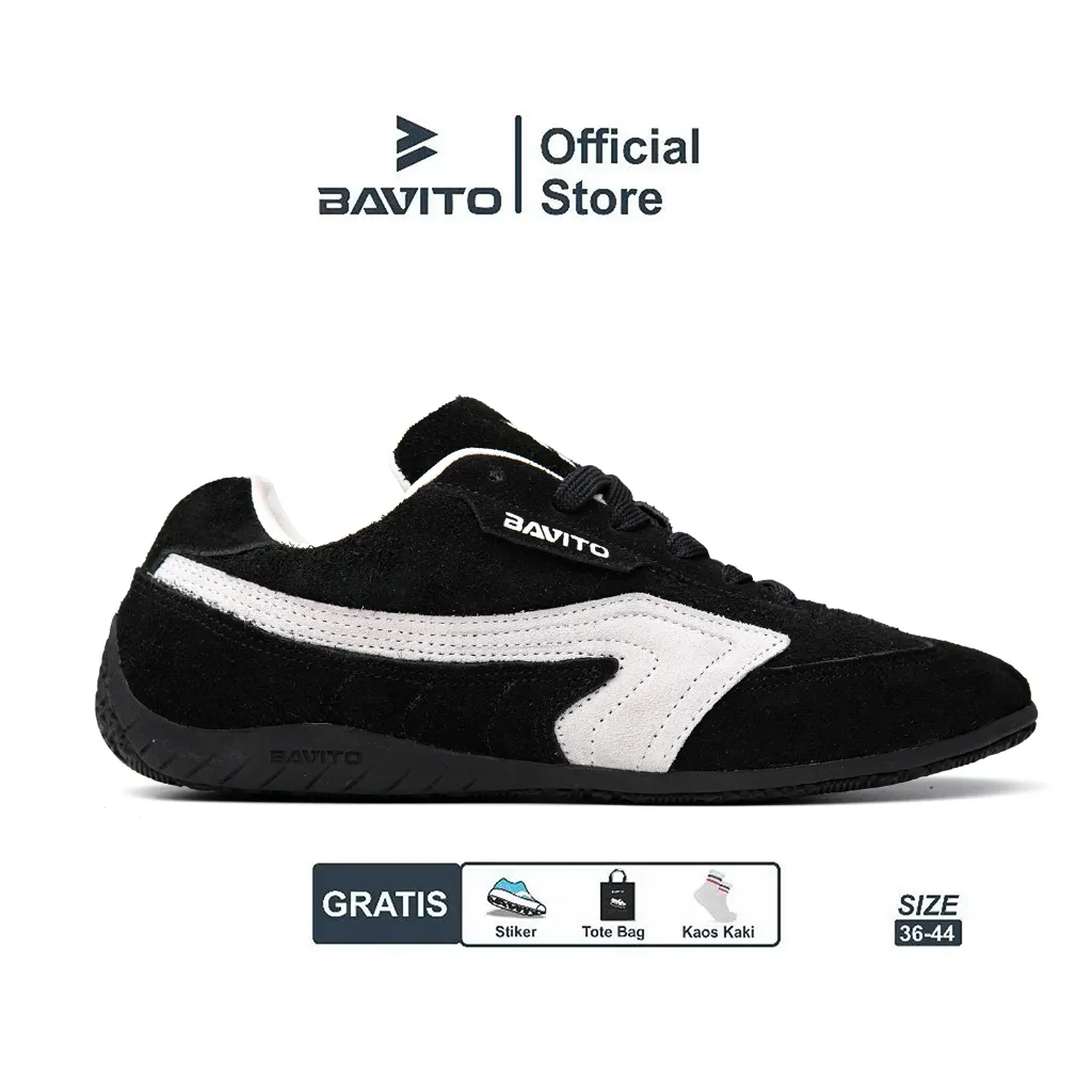 Bavito Clover OG Black White - Sepatu Sneakers Casual Pria Wanita Full Suede Size 36-44