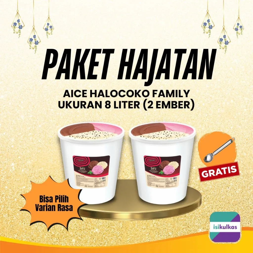 Paket Hajatan Es Krim AICE HALOCOKO 8 Liter 2 Ember Gratis Scoop
