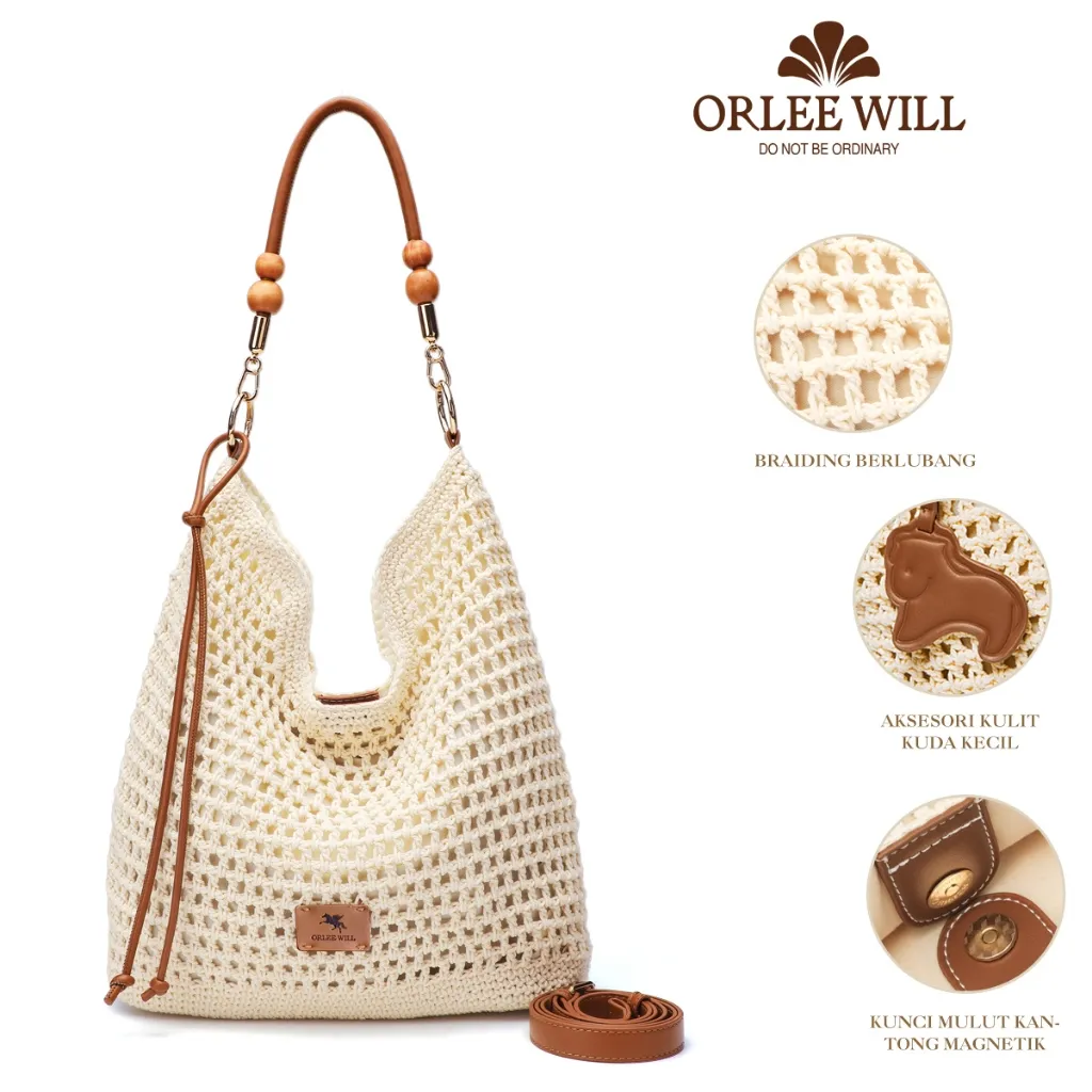 ORLEE WILL Tas Totebag Wanita Tas Anyaman Pantai Angin Malas Tas Selempang Bahu