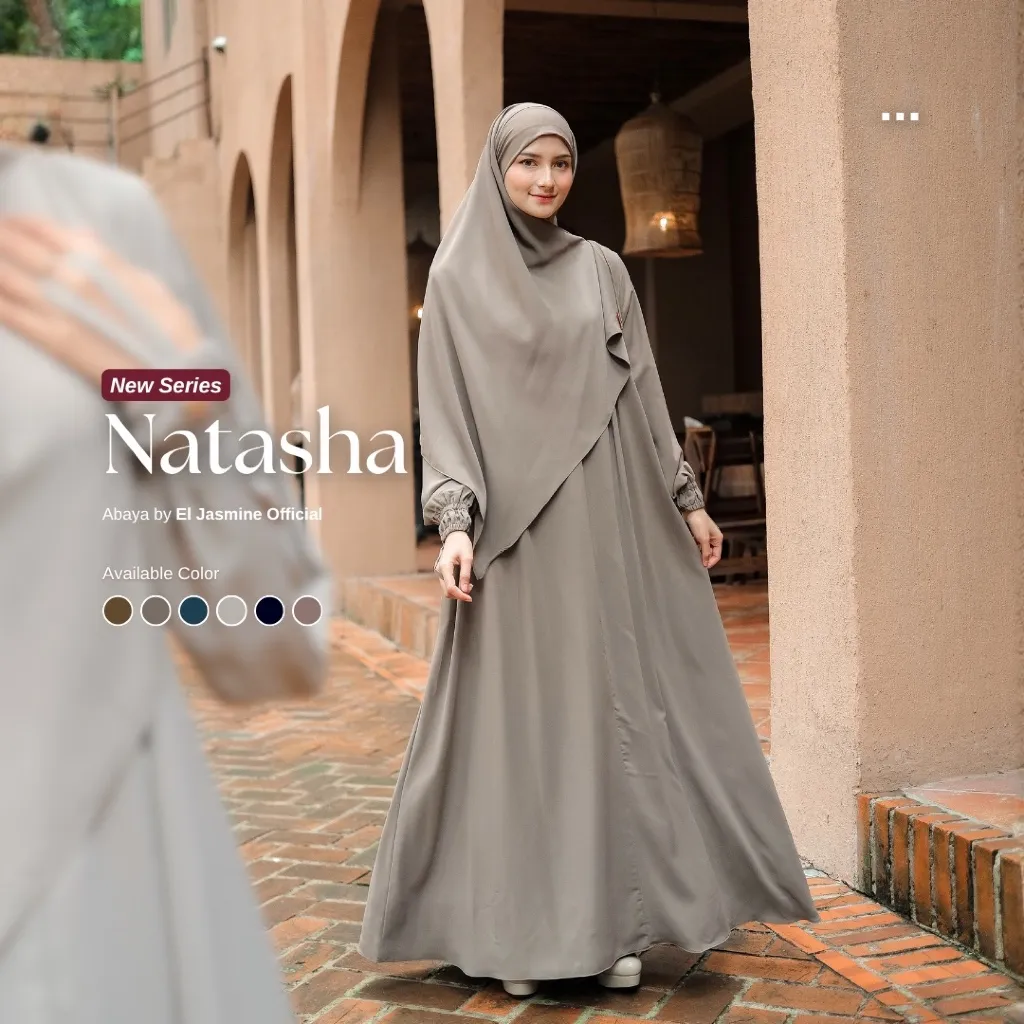 [New Arrival] Eljasmine - Natasha Abaya Gamis Set Pashmina Bandana Instan Azura Premium by Eljasmine