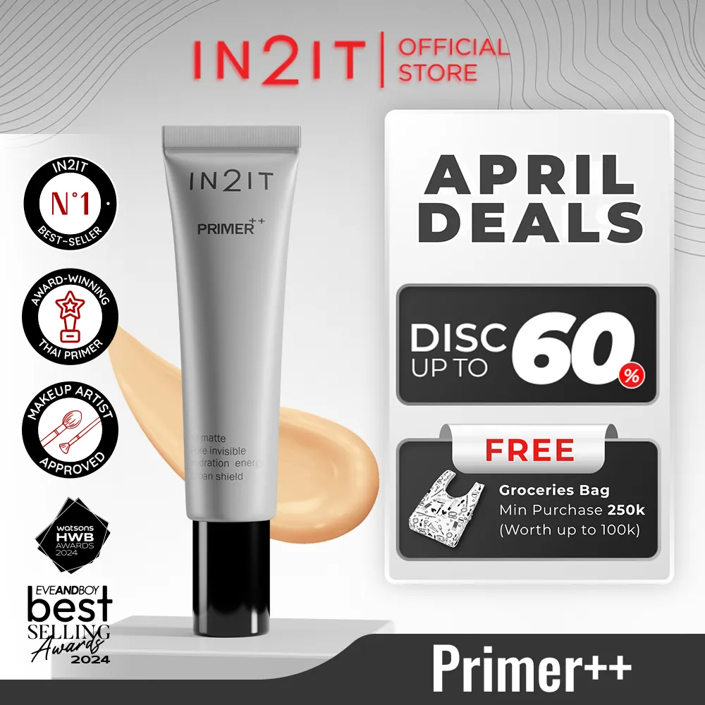 IN2IT Primer++ 15 Gram | Base Make Up | Blur Pori-Pori | Oil Control | Matte Finnish | Cocok untuk Kulit Berminyak & Kombinasi | Makeup Base Flawless | Zero Pores