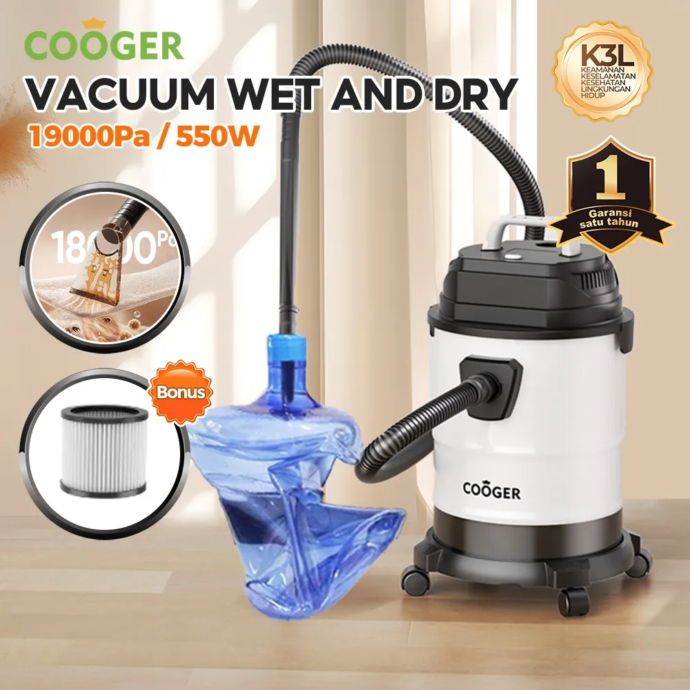 COOGER Vacuum Cleaner Vacuum Wet And Dry Rumah Penyedot Debu 18L Metal 14IN1 Vacuum Cleaner Basah Dan Kering 14IN1 Vacuum Portable Multifungsi Pembersih Mobil Sofa Karpet Anti Tungau