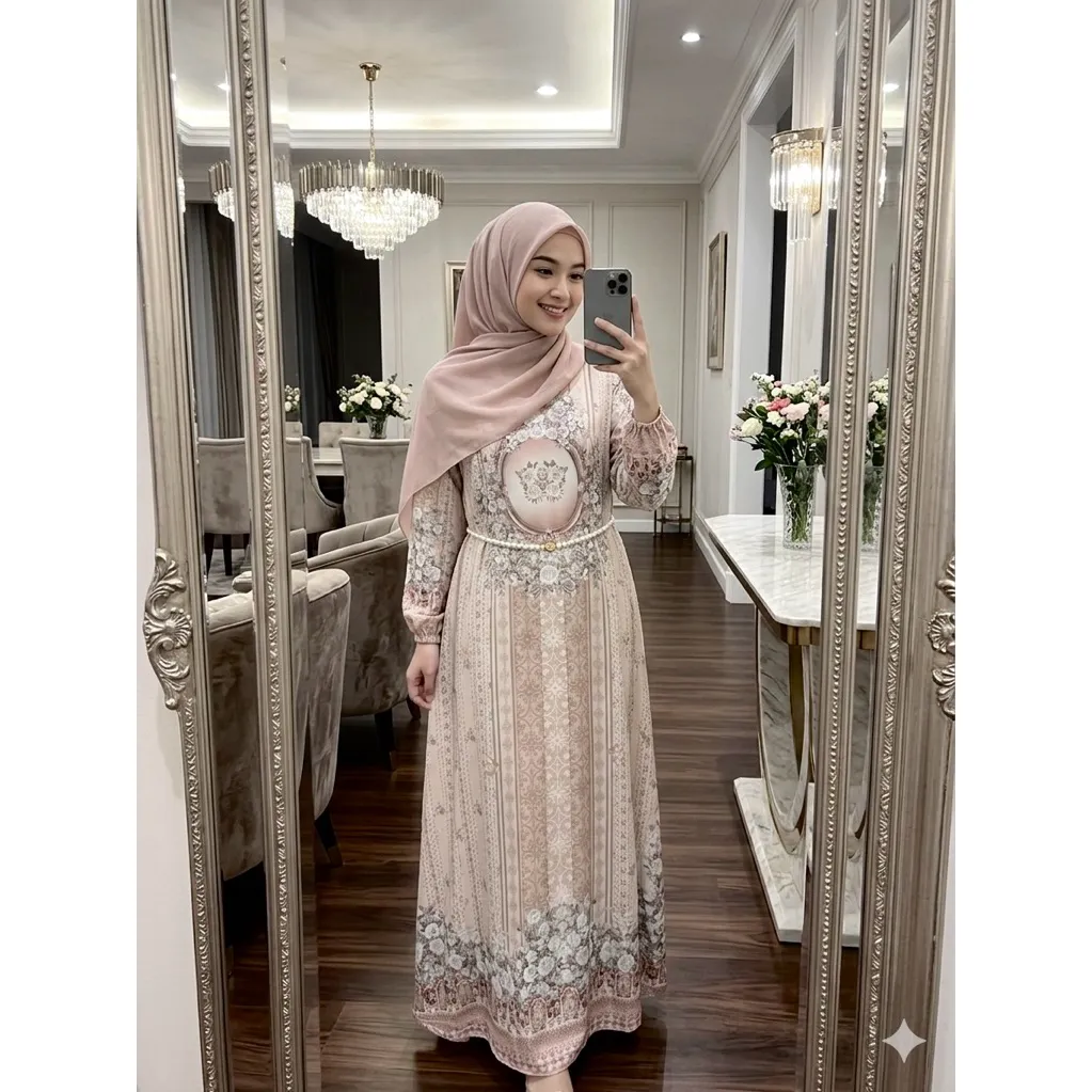 GAMIS LEBARAN MOTIF PRINTING MAWA VISTATERRY 2026 GAMIS MURAH READY