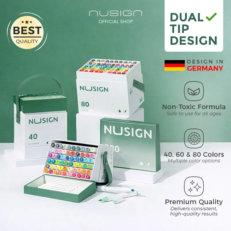 Nusign Sketch Marker / Spidol Sketsa Dual Tip 40/60/80 Warna Non Toxic NS736
