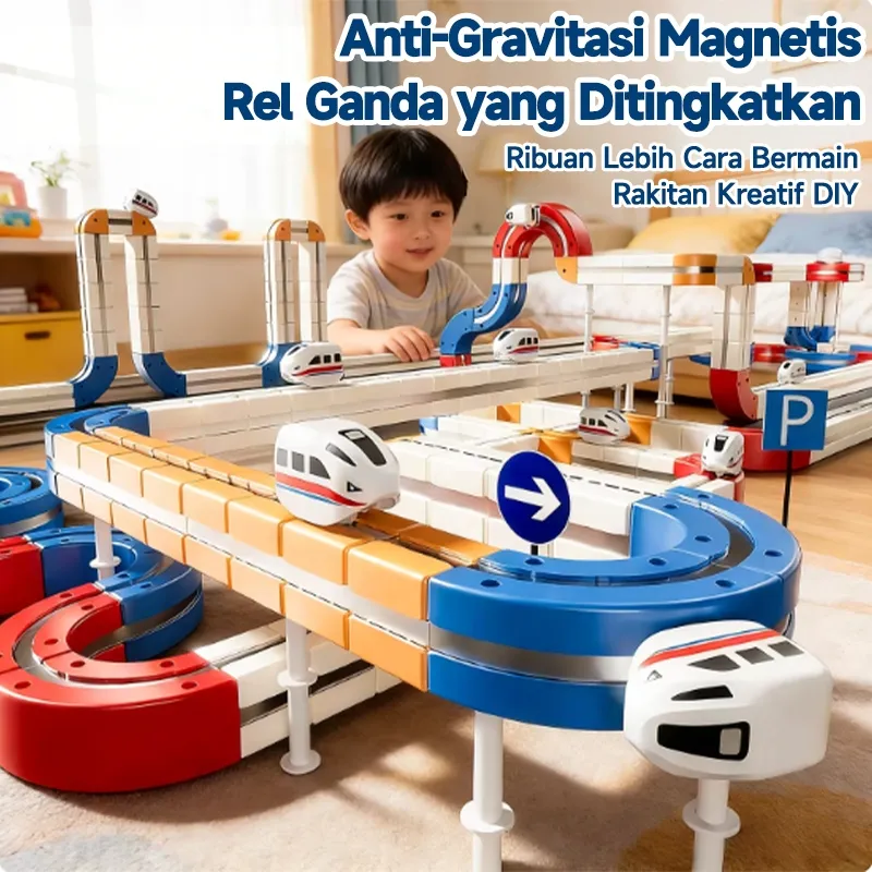 Magnetik Elektrik Train Track Sets dengan Kereta Api High-speed Train DIY Perakitan Rel Kit Mainan Edukasi STEM