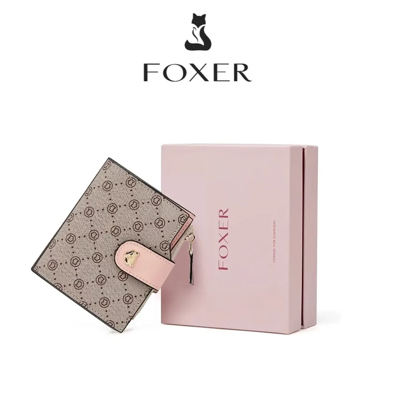 FOXER Dompet Wanita Dompet Wanita Kecil Aesthetic Card Holder Dompet Lipat Wanita