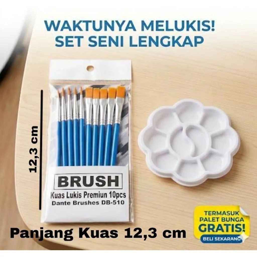 RKL - Kuas Lukis Nilon DB-810 / DB-510 set isi 10pcs + Free Palet