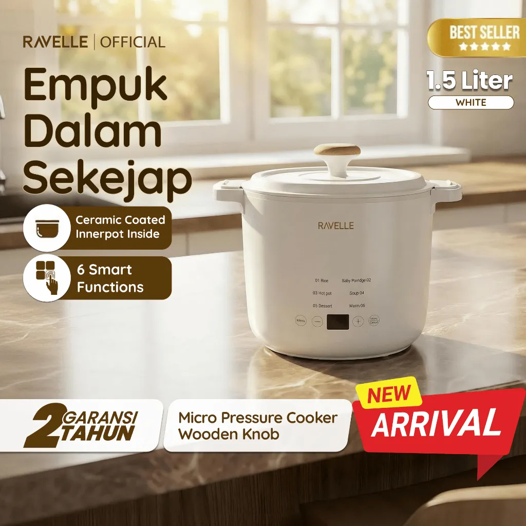 [NEW PRODUCT] Ravelle - Vesta Micro Pressure Cooker 1.5L / Panci Digital Ceramic Anti Lengket