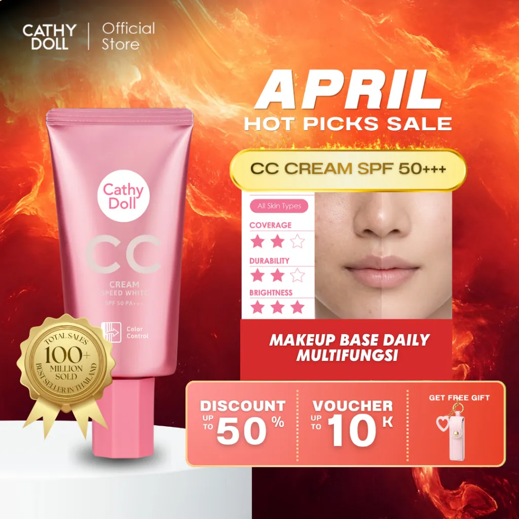 CATHY DOLL Speed White CC Cream SPF 50+++ 50ml - Tone up Effect | CC Cream Tone Up yang Ringan dengan Perlindungan UV, Oil Control dan Membuat Kulit Cerah Natural | Skin Tint Ringan