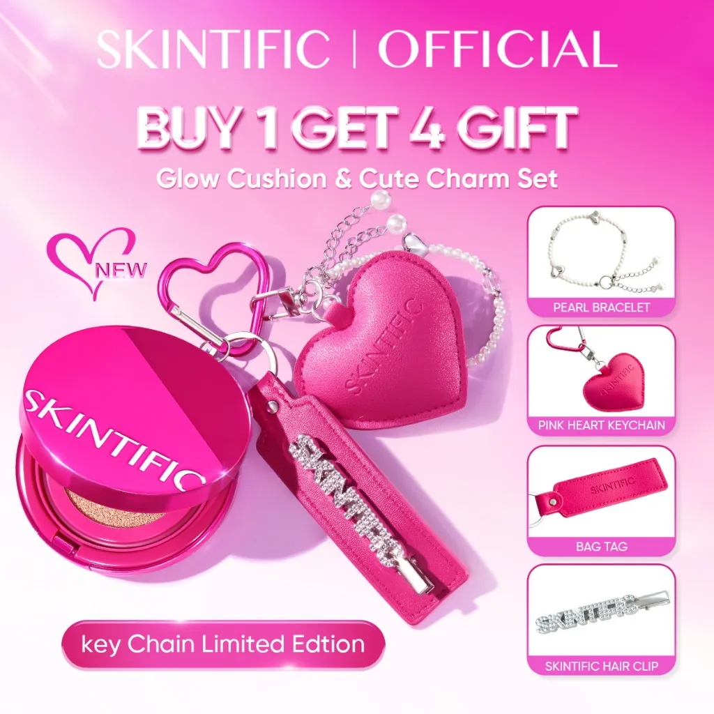 [FREE CHARM NEW]SKINTIFIC - Cover Glow Perfect Pink Cushion & Refill |Radiance Glowing Cocok untuk Kulit Berminyak Berjerawat&Semua Jenis Kulit Antioxidation Dewy Flawless Oil-Control bedak padat Foundation skin tint bb cream makeup powder