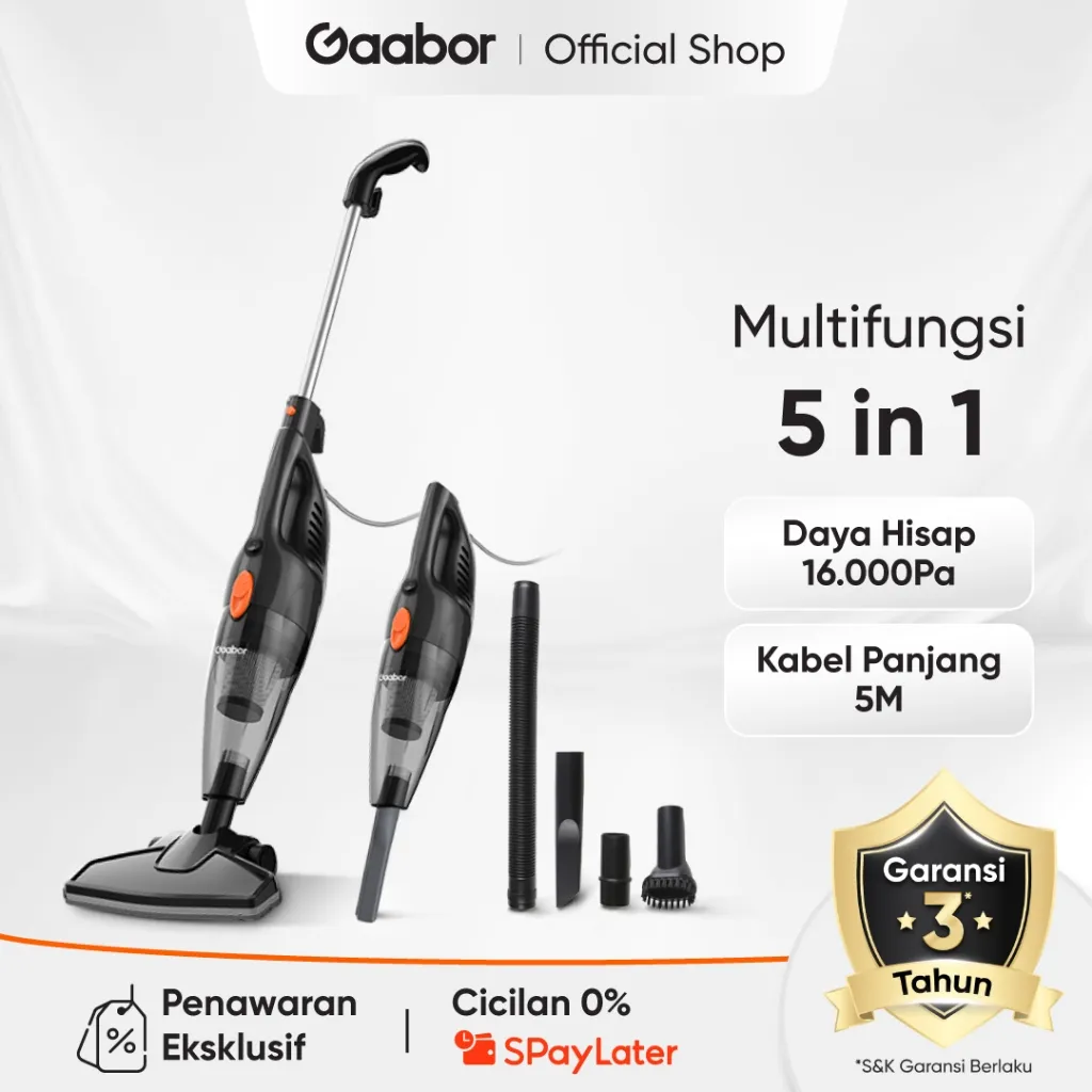 Gaabor Cleva Vacuum Cleaner 3in1 18000Pa Penyedot Debu Rumah Tangga Filter HEPA Ringan & Hemat Daya