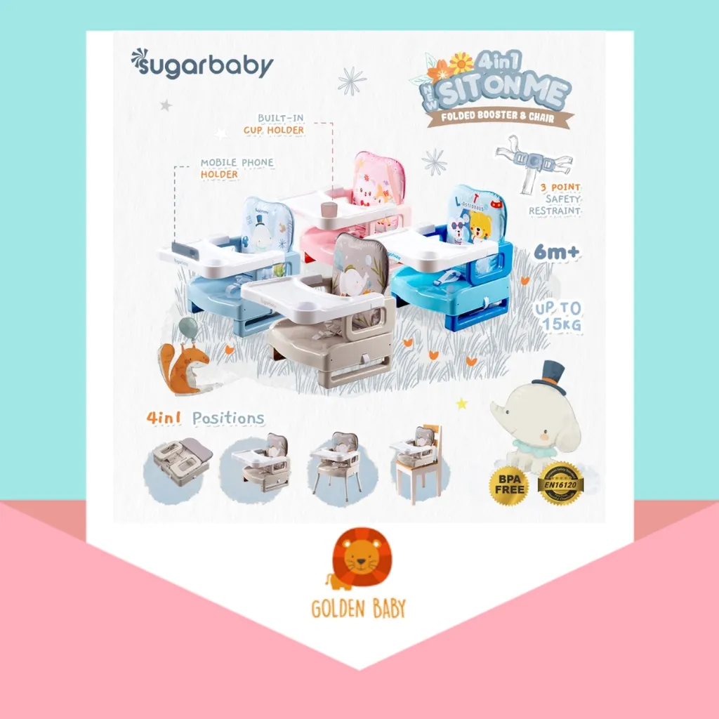 Sugarbaby 4in1 Sit On Me Folded Booster & Chair | Kursi Makan Anak