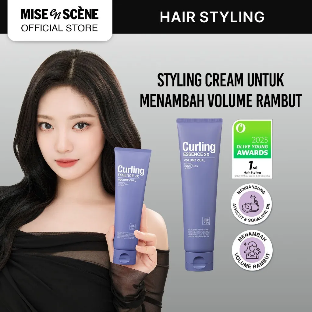 mise en scene Curling Essence 2X Volume Curl 150ml - Krim Rambut dengan Tekstur Ringan Untuk Styling Rambut Ikal Volume Tahan Lama