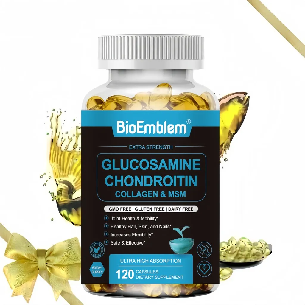  Glucosamine Chondroitin for Joint Support and Health Complex with OptiMISM Supplement and Collagen Peptides for Hair, Skin and Nails 120 pcsCapsules