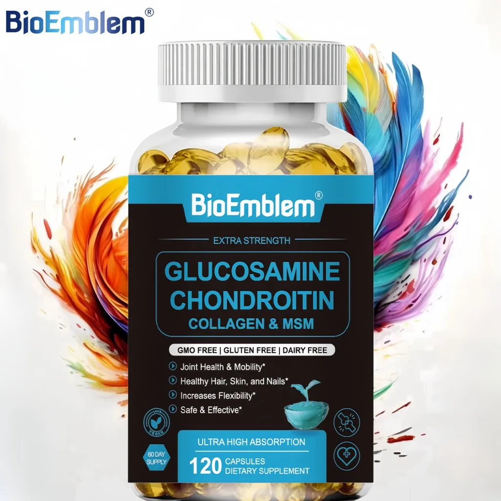 Glucosamine Chondroitin for Joint Support and Health Complex with OptiMISM Supplement and Collagen Peptides for Hair, Skin and Nails 120 pcsCapsules