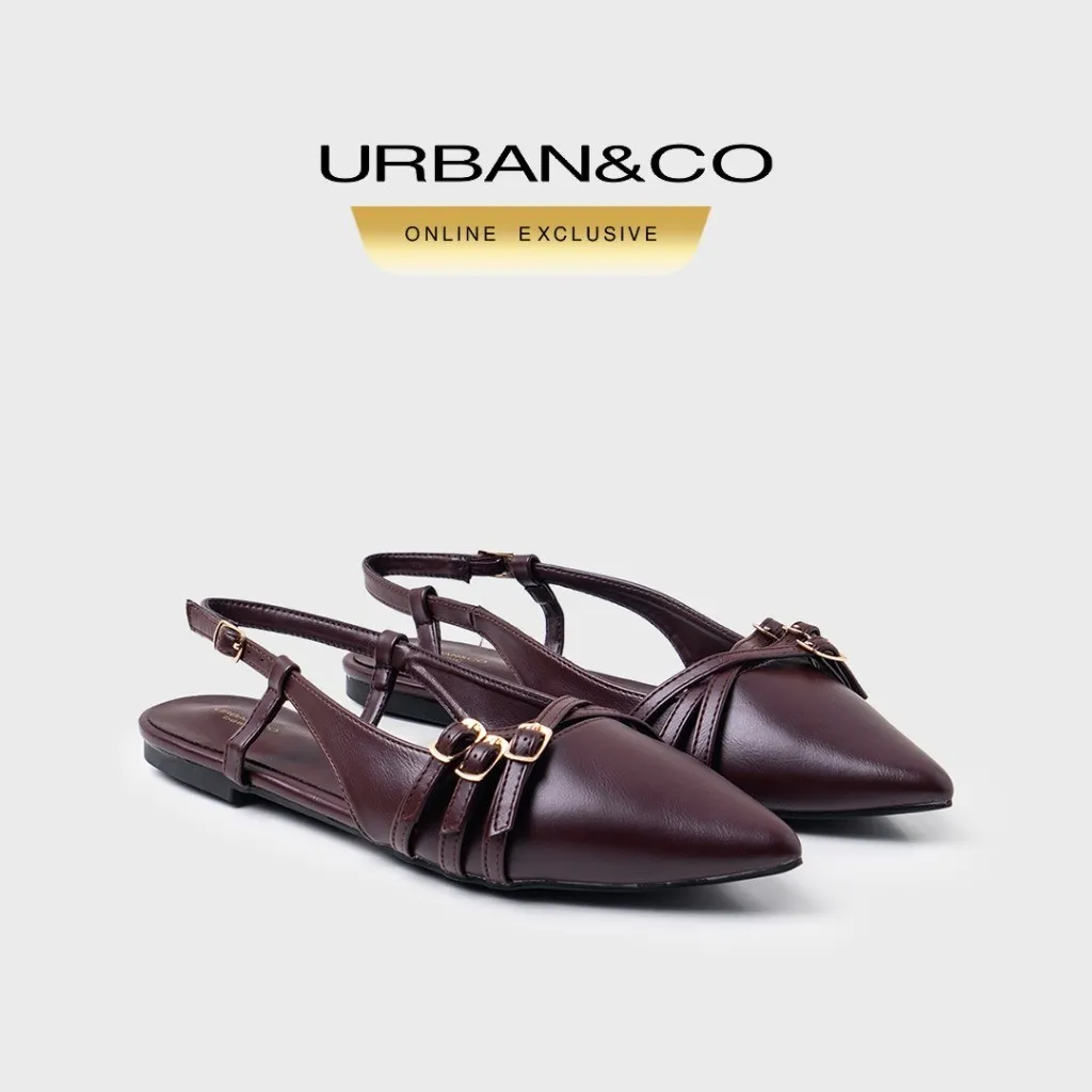 URBAN&CO Clarie Basic Mules Flatshoes Sepatu Sandal Kerja Slip On Wanita Kekinian