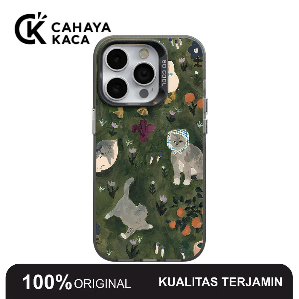 Casing HP Untuk iPhone 17 16 11 12 13 14 15 pro xs XR 14 plus pro max 7 8 6 7+ 8+ 6+ Casing dengan Gambar Kucing dan Bunga Z06209