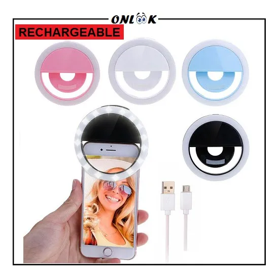 Ring Light Selfie LED Lampu Selfie Bulat Jepit Untuk Selfie Kamera HP Flash Charm Eyes Rechargeable