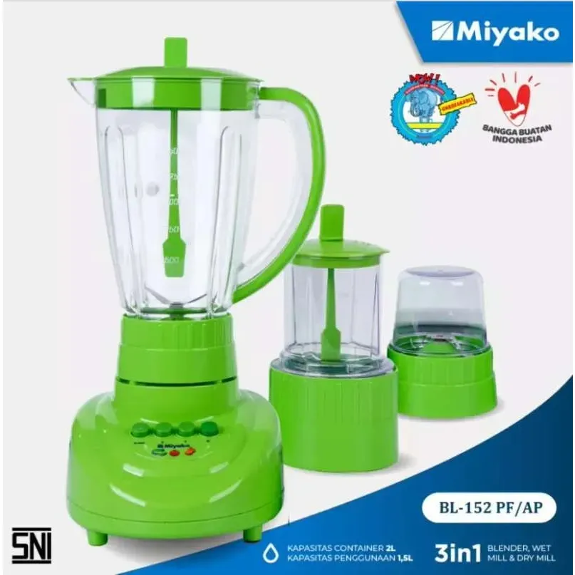 Blender Miyako BL152PF/AP (Plastik) - Hijau [1.5L]