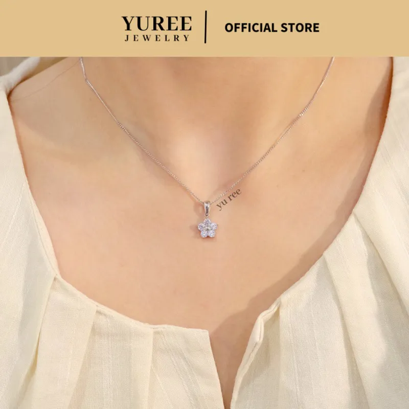 YUREE • Ashter Necklace • Perhiasan Kalung Bunga Titanium •  Kalung Wanita Anti Hitam Anti Karat Aesthetic Korean Style Elegan Simple Mewah