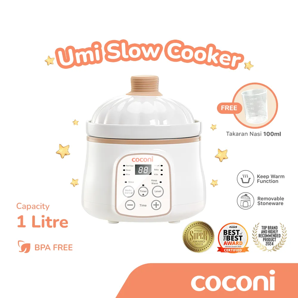 COCONI Umi Slow Cooker 1L | Slow Cooker Alat Masak Makanan Bayi Digital Alat Masak MPASI Makanan Bayi