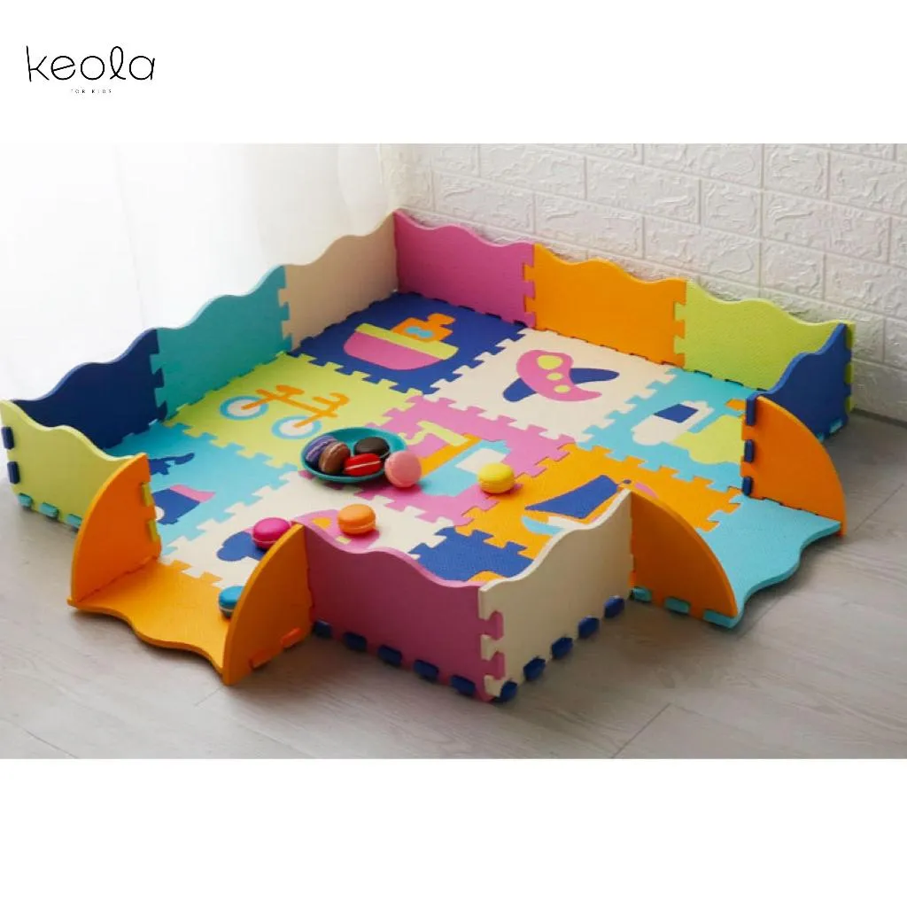 Keola -  Matras Puzzle Gambar Angka dan Mobil uk 30x30 Alas Lantai / Playmate /Karpet PREMIUM