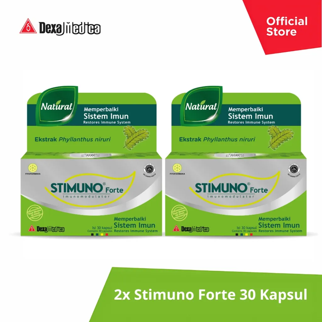 Stimuno Forte 30 Kapsul | Twin Pack | Daya Tahan Tubuh Imun Booster Suplemen Herbal Alami Multivitamin Anak Dewasa Meniran