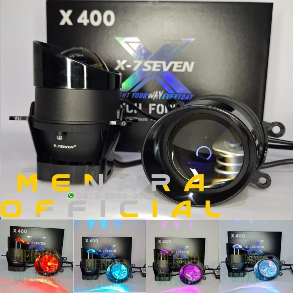 Foglamp Biled X-SEVEN X400 3 Warna Plus Demon Eye Rgb Ukuran 3 Inch Universal Semua Mobil Bisa Pakai