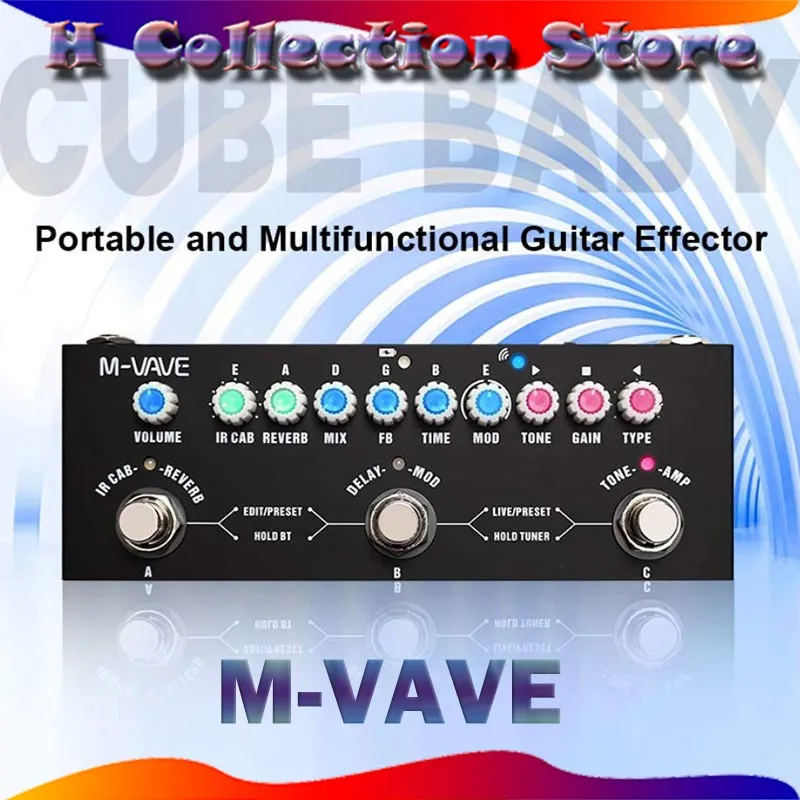 [100% Original ] Efek Gitar M-VAVE CUVAVE Cube Baby Soundcard Multi Effects Pedal Multi Efek Cuvave Muslady Reverb Guitar Rechargeable Portable Pedal Delay Electric Bass Acoustic