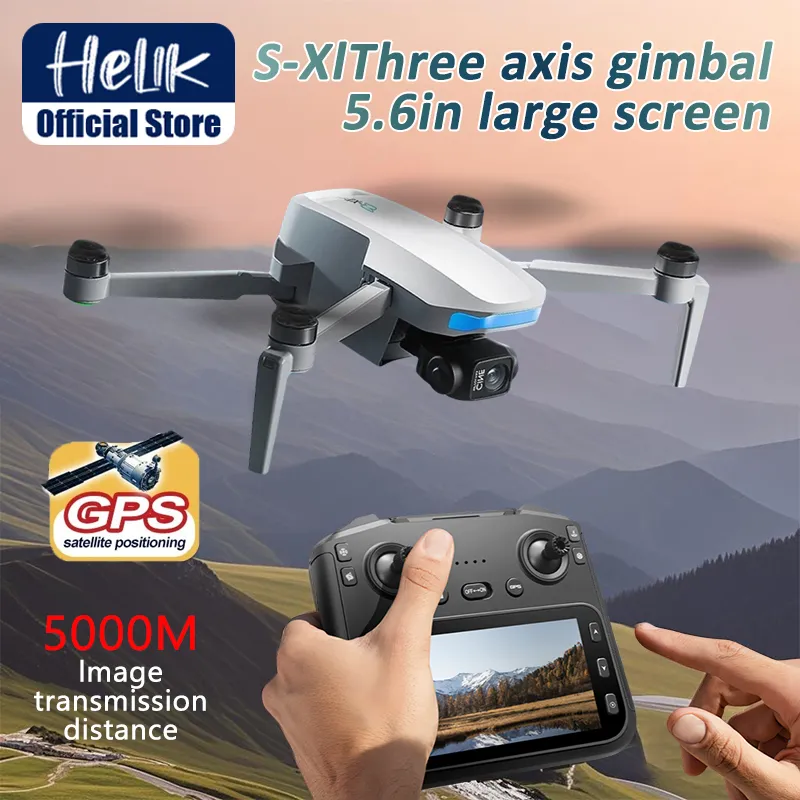 HELIK Drone S-X1 Kamera Jarak Jauh Pemosisian GPS Gimbal Tiga Sumbu HD 1080P Dengan Layar Besar Remote Control