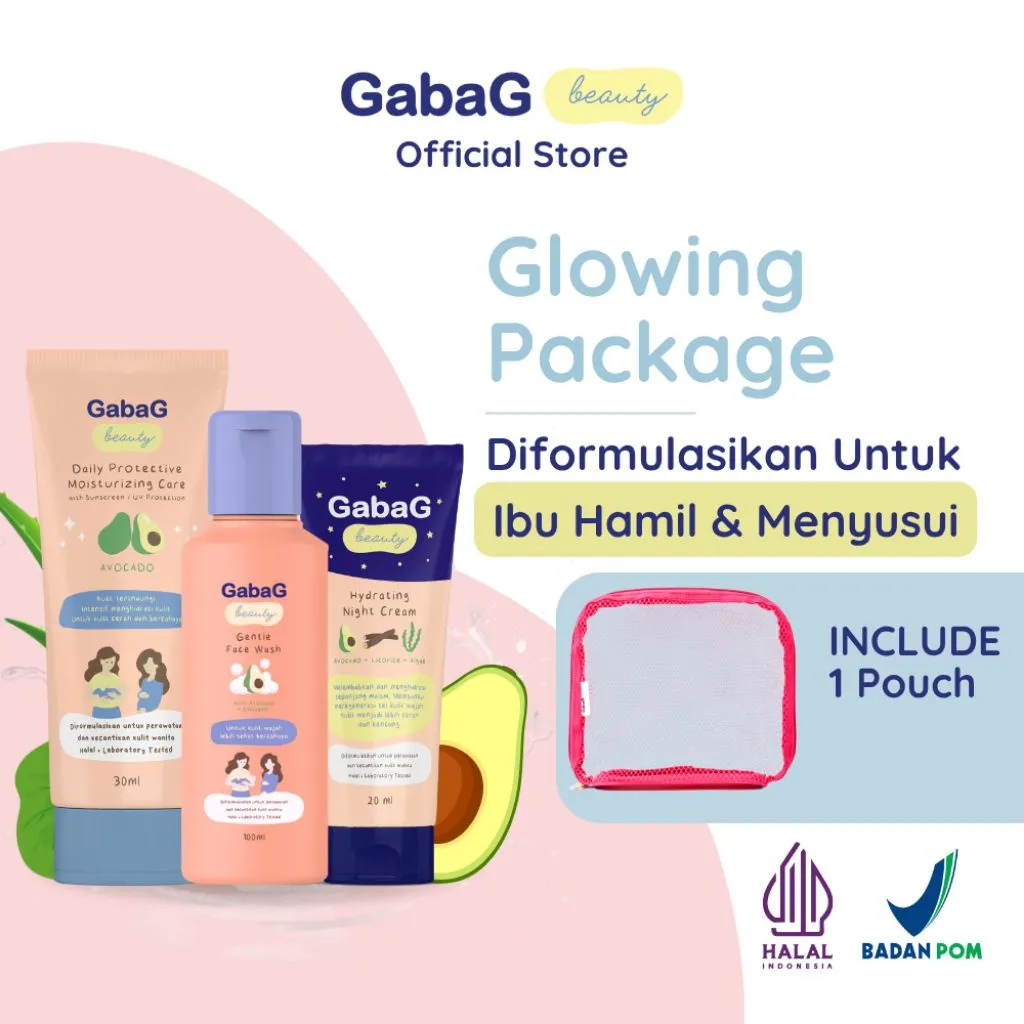 Gabag Beauty Glowing Package - Daily+Night+Facewash- Skincare Aman Ibu Hamil dan Menyusui BPOM Halal